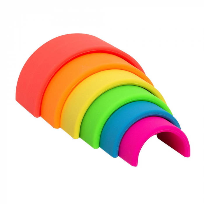Rainbow, joc montessori de stivuire, 6 piese, neon, 0-5 ani [4]