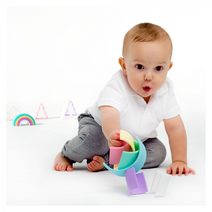 Rainbow, joc montessori de stivuire, 6 piese, nordic, 0-5 ani [2]