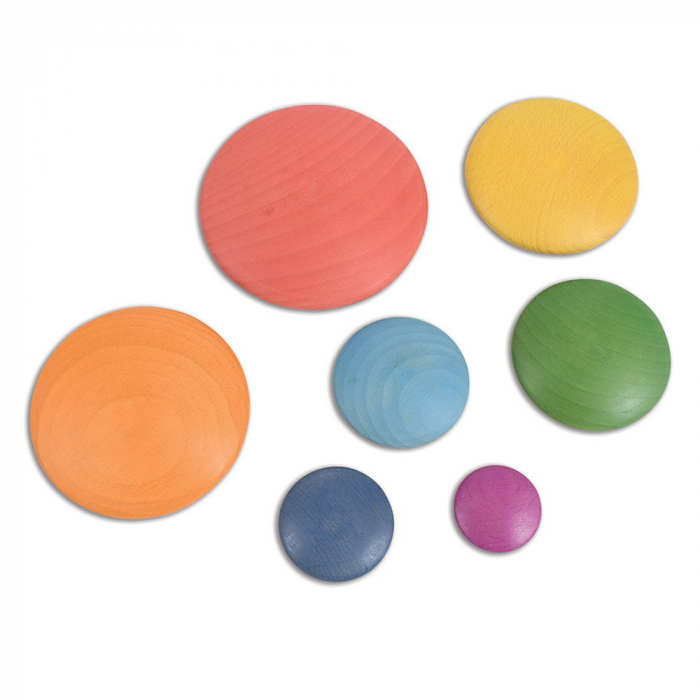 Rainbow Wooden Buttons, discuri din lemn, TickiT, 0-5 ani [4]