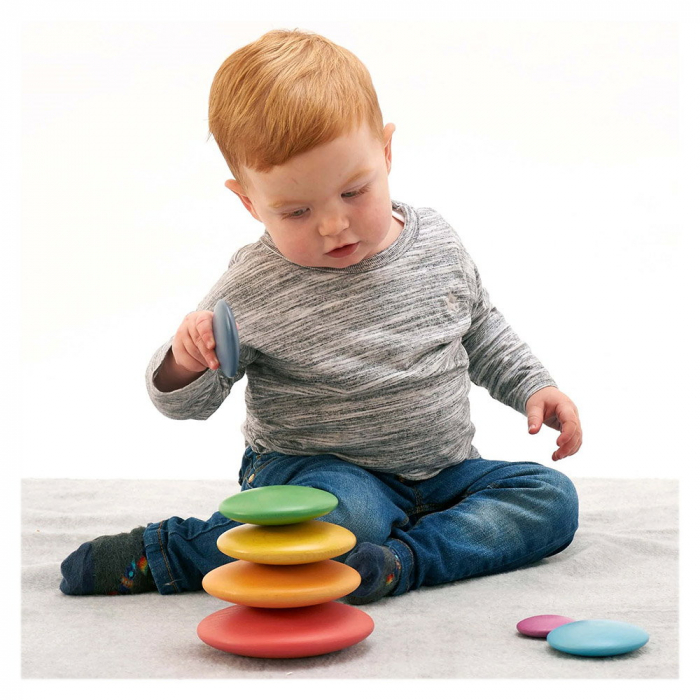 Rainbow Wooden Buttons, discuri din lemn, TickiT, 0-5 ani [2]