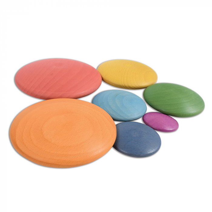 Rainbow Wooden Buttons, discuri din lemn, TickiT, 0-5 ani [5]