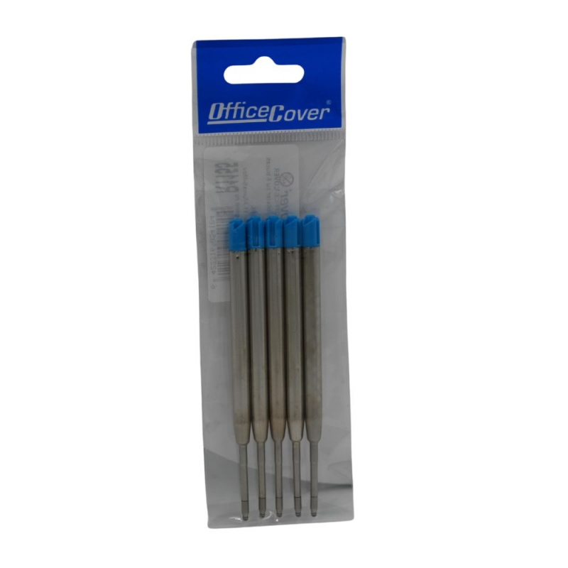 Rezerva pix cu bila Office-Cover tip Parker 424, metalic, 1.0mm, albastru, blister 5 buc [2]