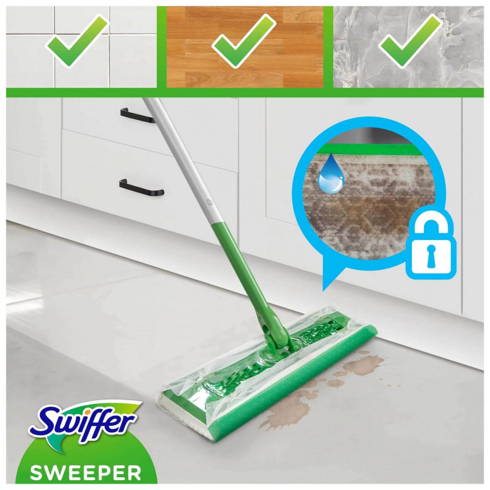 Rezerve lavete umede Swiffer Sweeper 10 buc, pentru mop plat si podele curate [4]