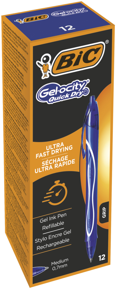 Roller 0.7mm semi-gel cu mecanism albastru quick-dry bic [3]