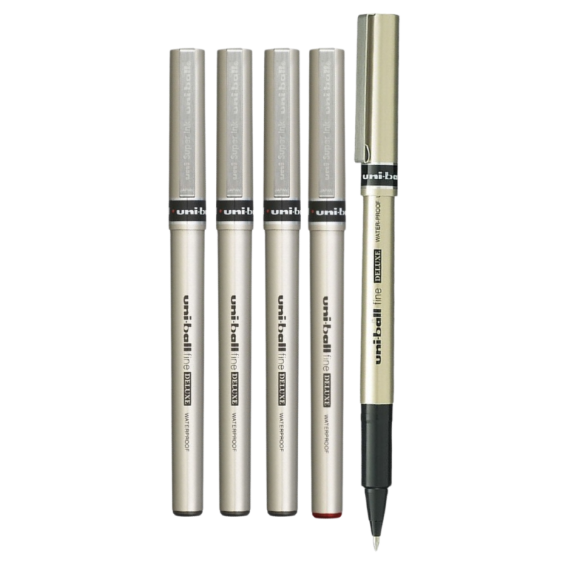 Roller Uni-ball DeLuxe UB-177, 0.7mm, corp auriu, detalii in culoarea scrisului. set 5 buc, diverse culori [2]