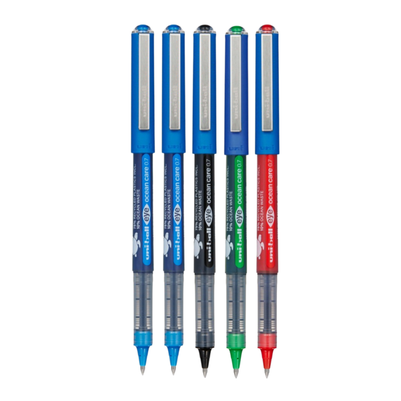 Roller Uni-ball Eye Ocean Care UB-157, 0.7mm, cu capac, set 5 buc, 75% din materiale reciclate din care 10% deseuri din oceane [2]