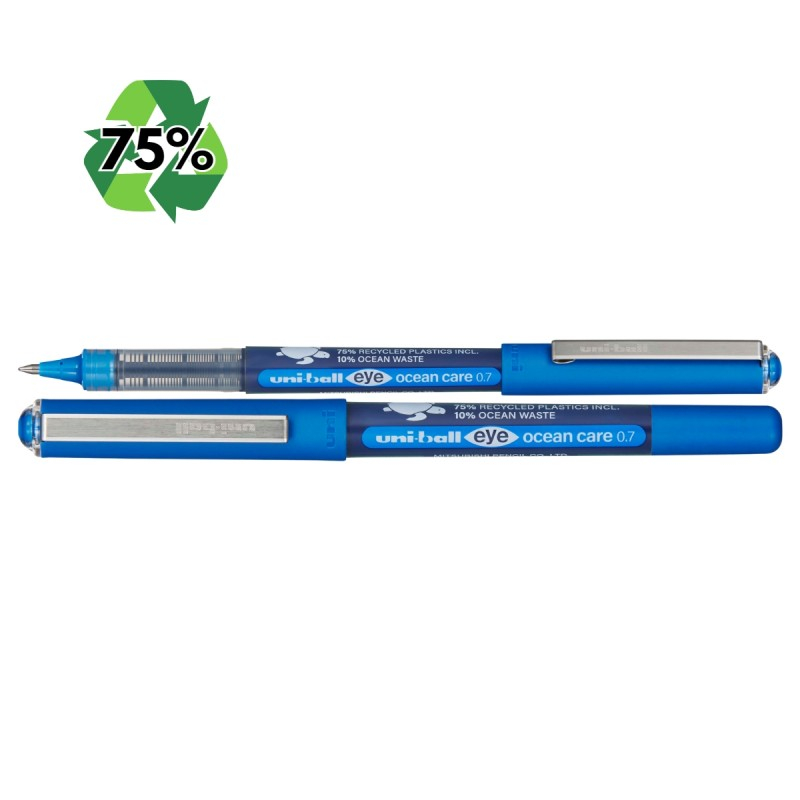 Roller Uni-ball Eye Ocean Care UB-157, 0.7mm, cu capac, set 5 buc, 75% din materiale reciclate din care 10% deseuri din oceane [7]