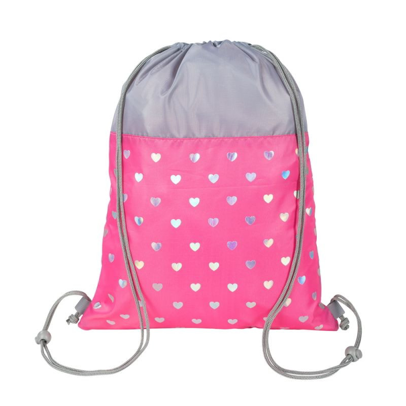 Rucsac cu snur pentru copii St.Right Sequin Cats 625909, roz cu gri, 34x43cm [2]