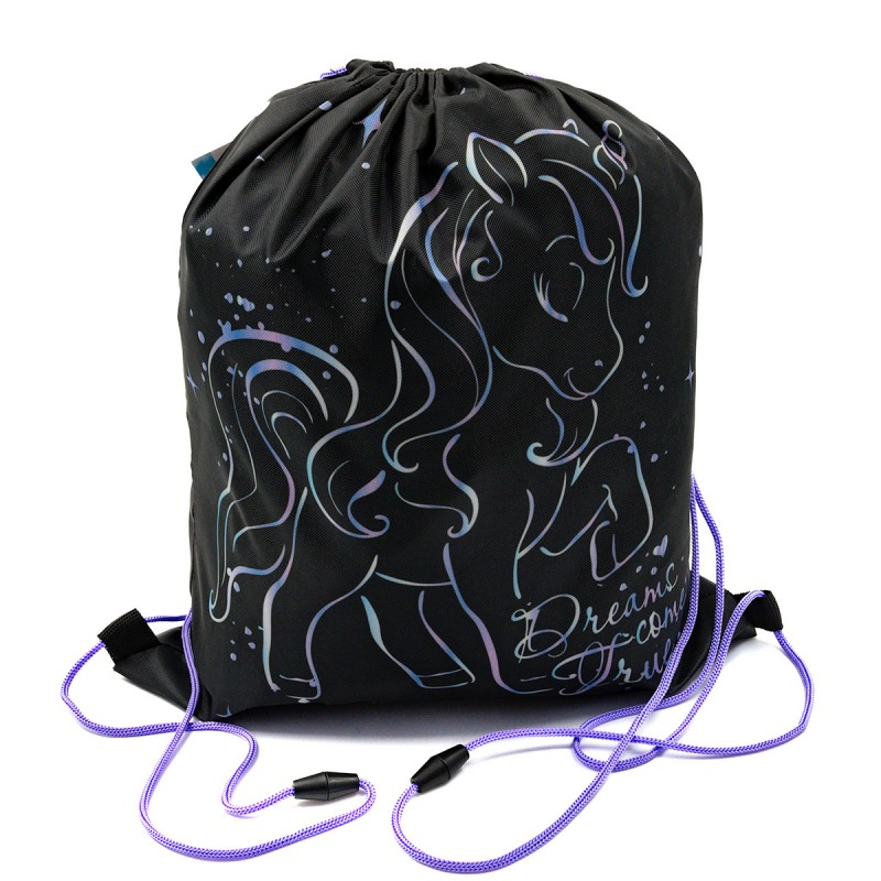Rucsac cu snur pentru copii Starpak Unicorn Holo 527157, negru cu mov, 38.5x33cm [2]