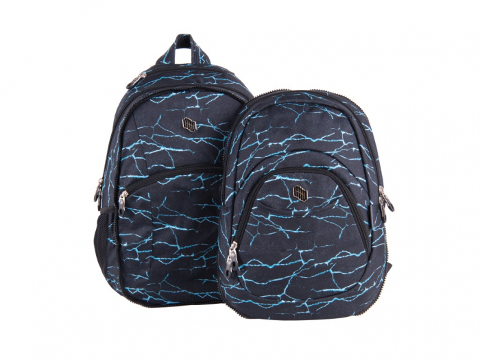 Ghiozdan dublu, ideal pentru scoala si excursii, rezistent, incapator, liceu, Rucsac Pulse 2 in 1 Teens Blue Lava [5]