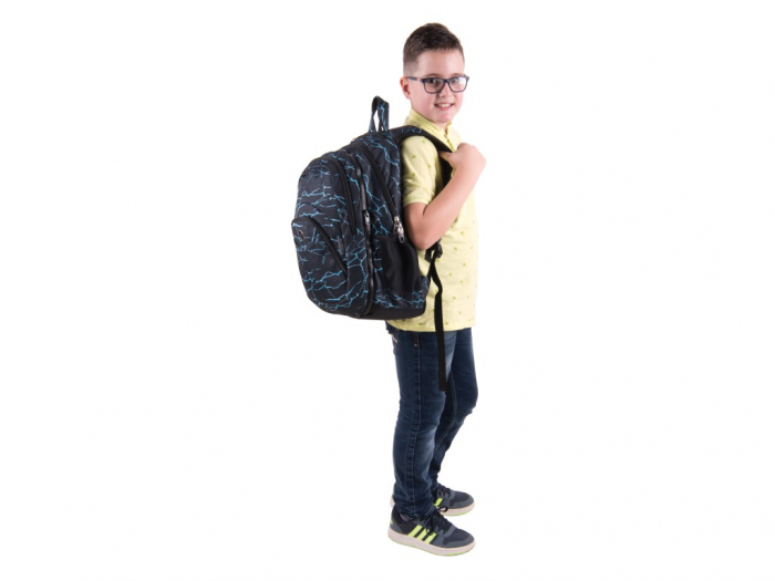 Ghiozdan dublu, ideal pentru scoala si excursii, rezistent, incapator, liceu, Rucsac Pulse 2 in 1 Teens Blue Lava [8]