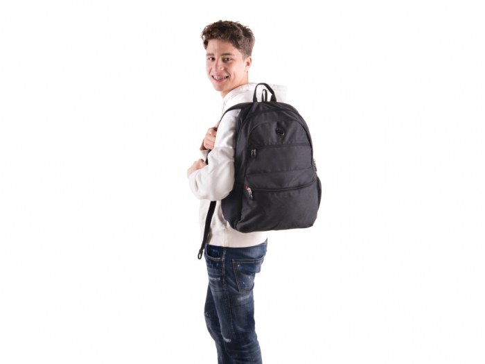 Ghiozdan rezistent, foarte usor 0.60 Kg, pentru gimnaziu, clasa 5, 6, 7 sau 8 sau excursii, Rucsac Pulse Steph Dark Gray [4]