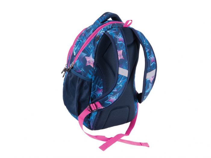 Ghiozdan rezistent, usor, 0,65 kg, pentru clasa 4, 5, 6, 7 sau a 8 a, scoala sau excursii, Rucsac Pulse Teens Blue Stars [2]