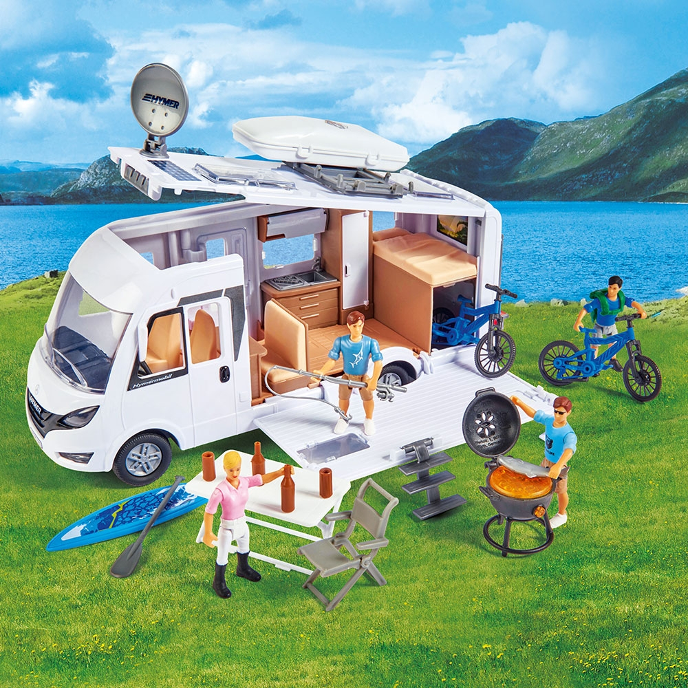 Rulota Dickie Toys Camper Hymer Camping Van Class B cu figurina si accesorii [7]