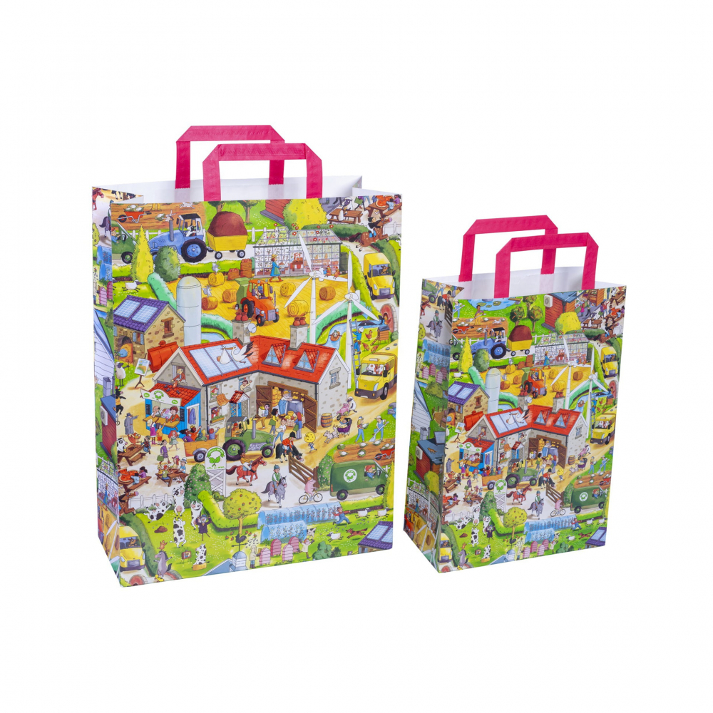 Sacosa cadou din hartie - Ferma fericita (L - 32 x 14 x 42cm, 90g) [1]