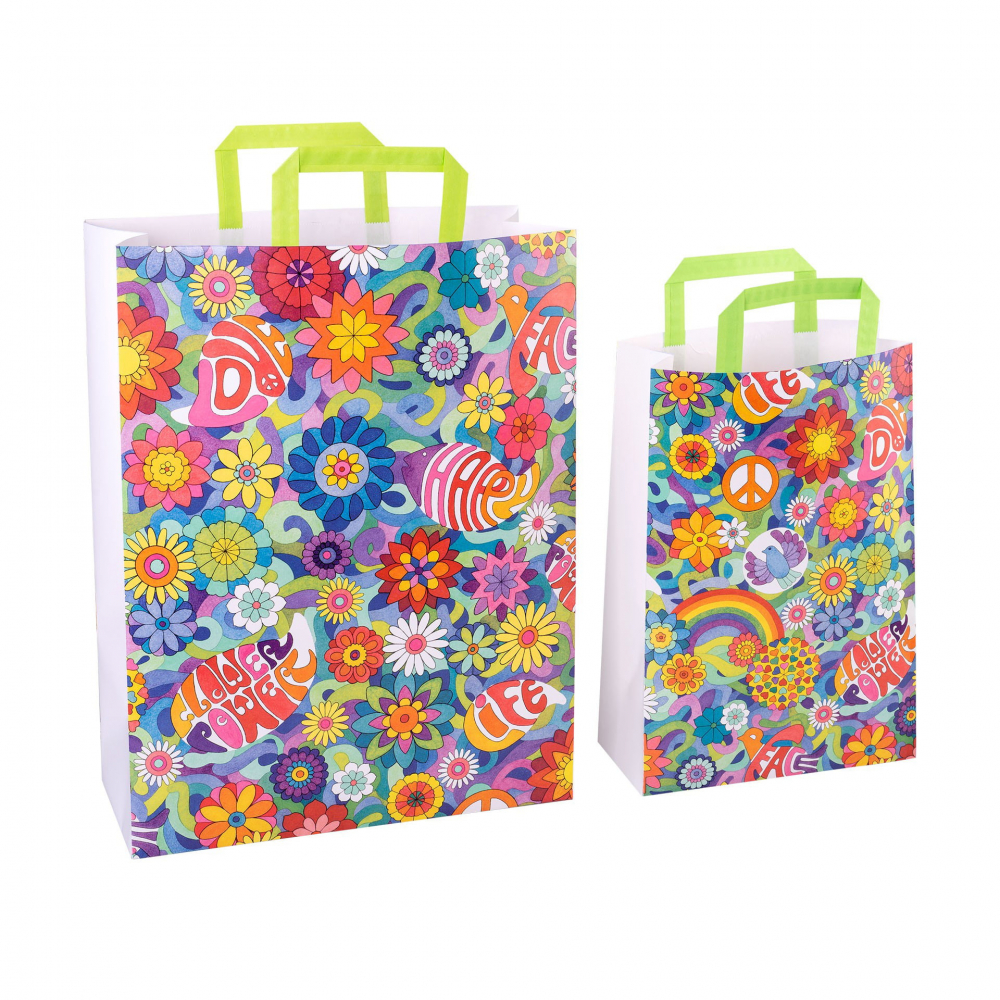 Sacosa cadou din hartie - Flower Power (S - 22 x 10.5 x 32cm, 70g) [1]