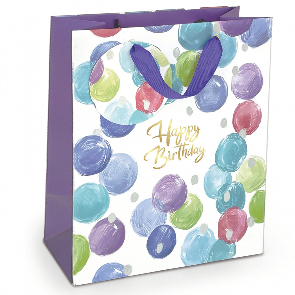 Sacosa Happy Birthday, din hartie cu maner din snur, 26.7 x 33 x 14.6 cm (20 buc/display) [1]