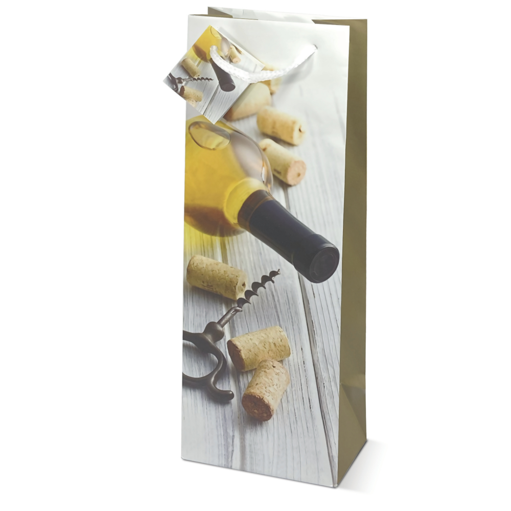 Sacosa sticla de vin, din hartie plastifiata mata cu maner din snur, 13 x 36 x 10 cm (20 buc/display), copii varsta 8 ani+ [2]