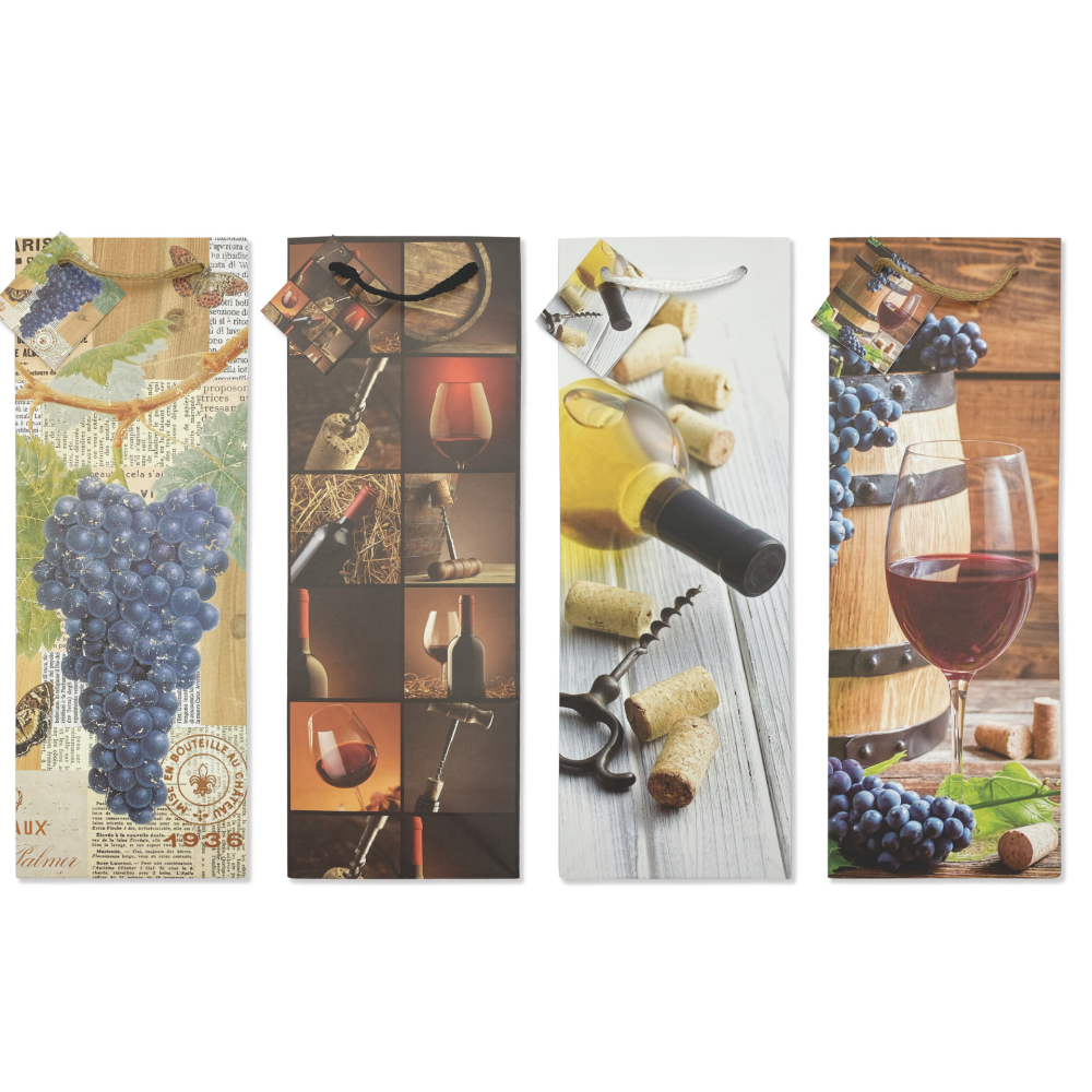 Sacosa sticla de vin, din hartie plastifiata mata cu maner din snur, 13 x 36 x 10 cm (20 buc/display), copii varsta 8 ani+ [6]