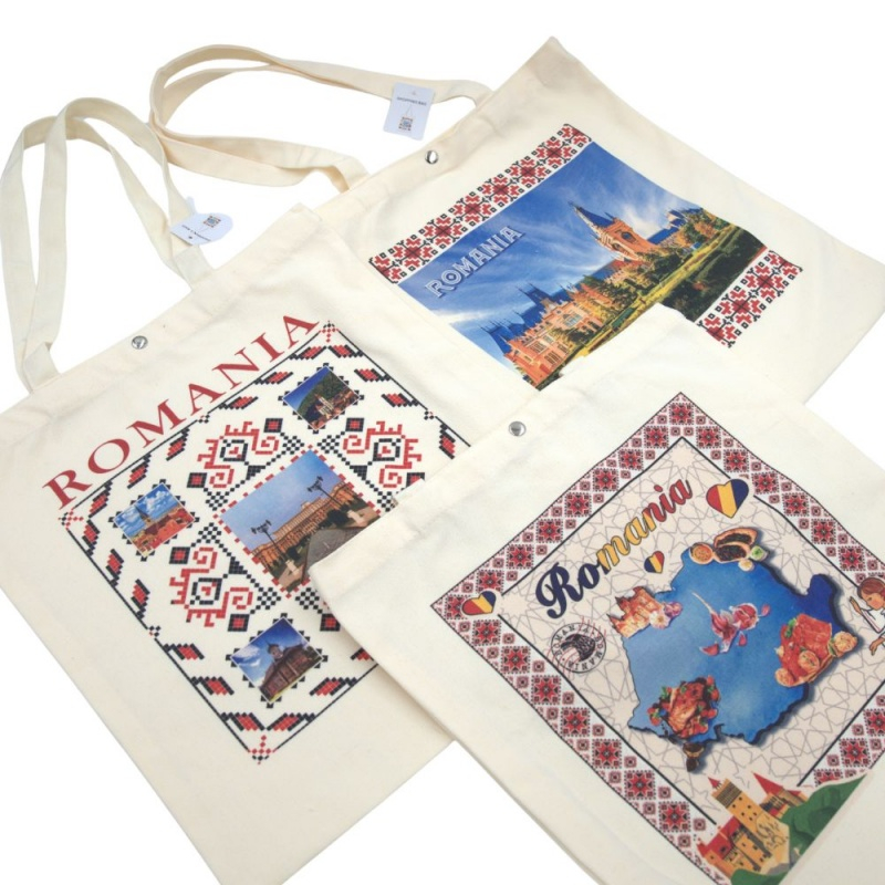 Sacosa textila de umar cu imagini traditionale Romania, 40x37cm, GWD-11 [2]