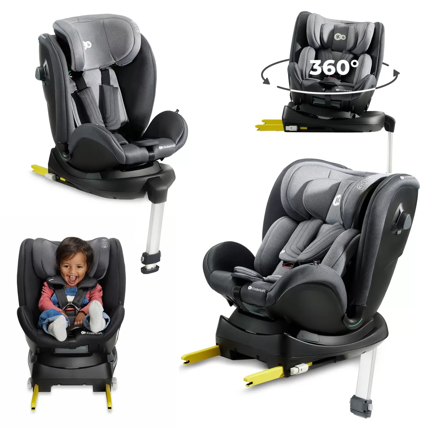 Scaun auto i-size, 40-125 cm, kinderkraft xrider, grey, varsta de la 0 luni la 7 ani [10]