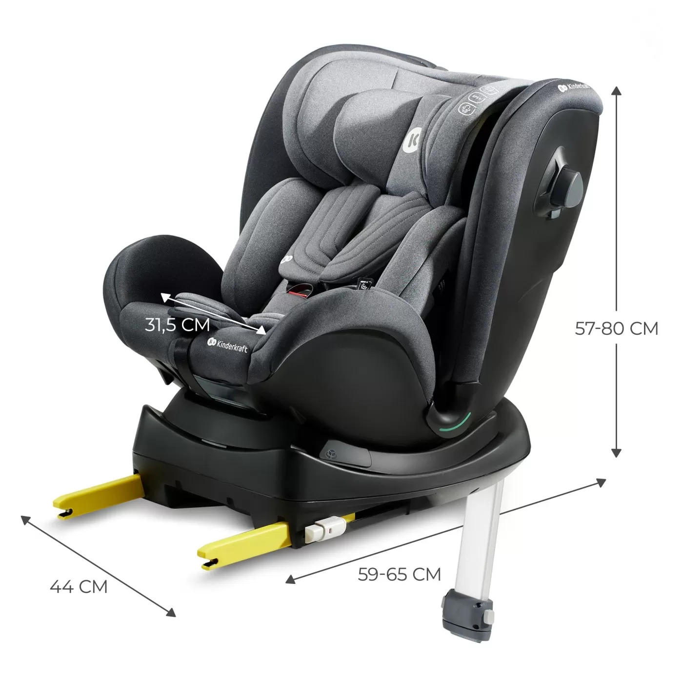 Scaun auto i-size, 40-125 cm, kinderkraft xrider, grey, varsta de la 0 luni la 7 ani [11]
