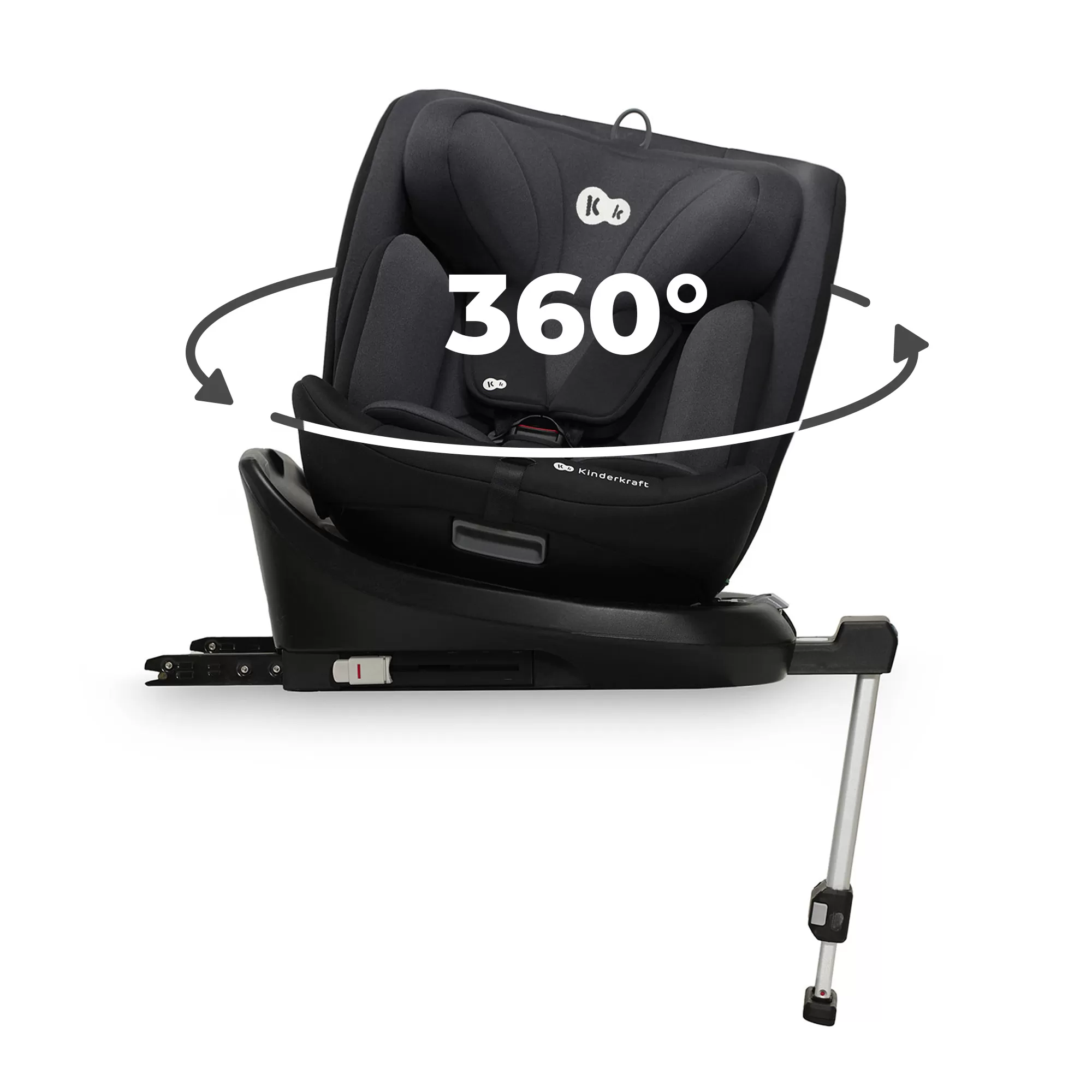 Scaun auto i-size, 40-150 cm, kinderkraft i-360, black, varsta de la 0 luni la 12 ani [8]