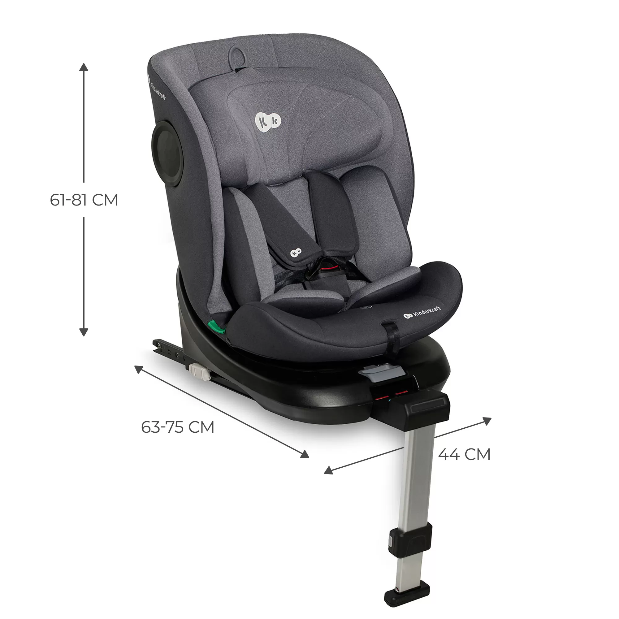 Scaun auto i-size, 40-150 cm, kinderkraft i-360, grey, varsta de la 0 luni la 12 ani [9]