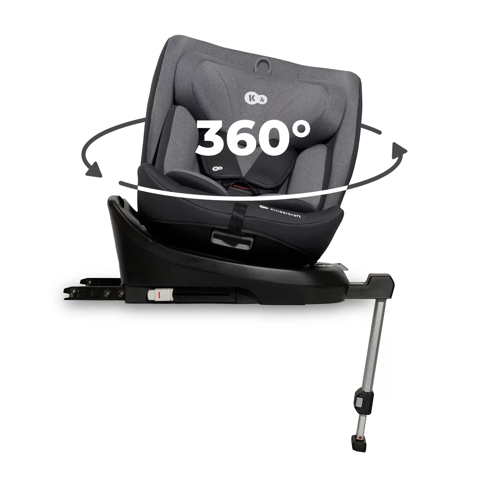 Scaun auto i-size, 40-150 cm, kinderkraft i-360, grey, varsta de la 0 luni la 12 ani [8]