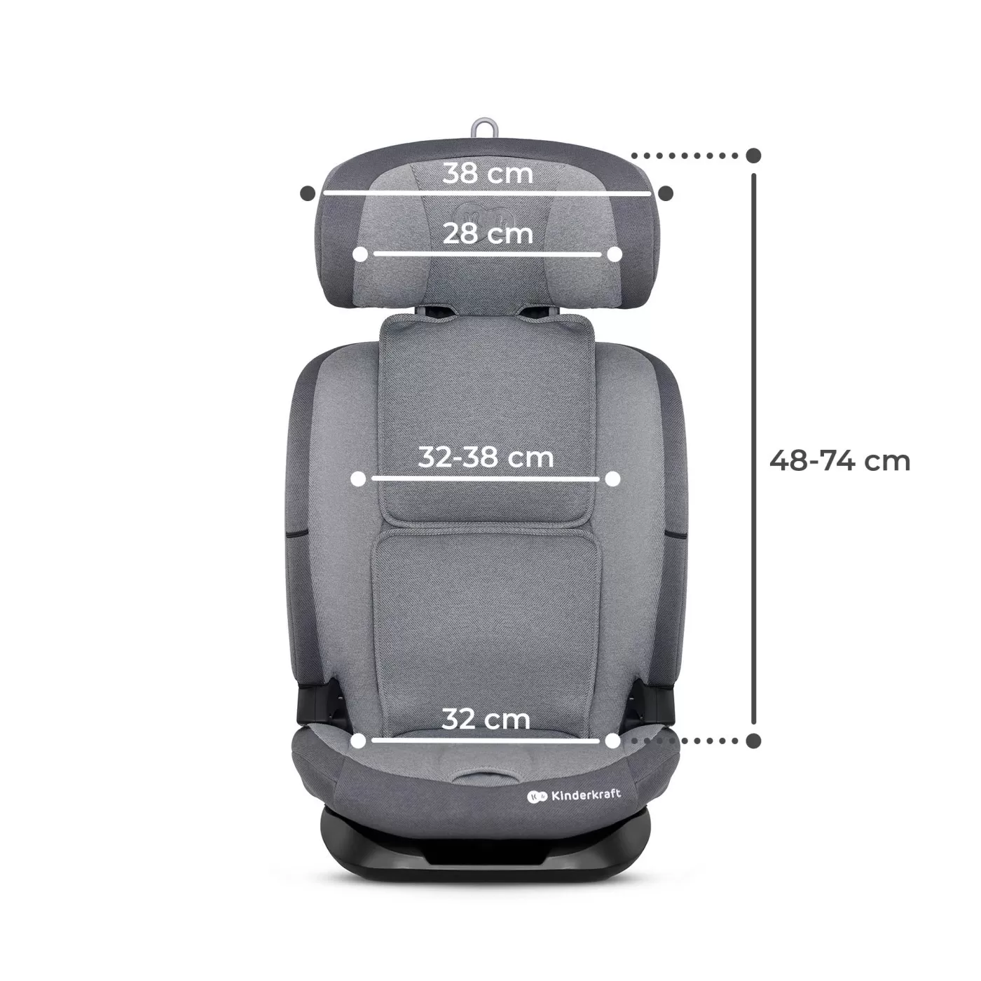 Scaun auto i-size, 76-150 cm, kinderkraft oneto 3, isofix, cool grey, varsta de la 10 luni la 12 ani [7]