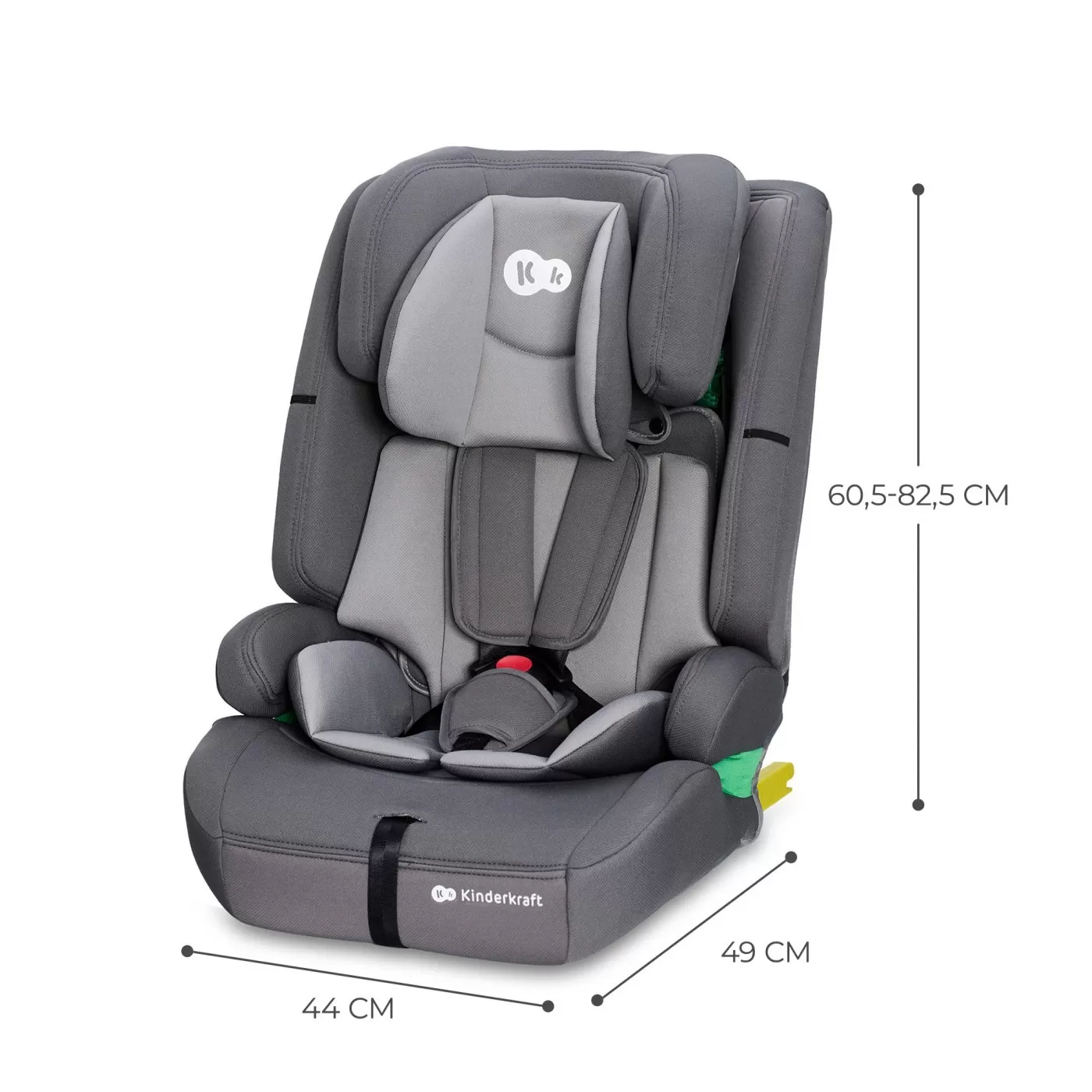 Scaun auto i-size, 76-150 cm, kinderkraft safety fix 2, grey, varsta de la 1 an la 12 ani [6]
