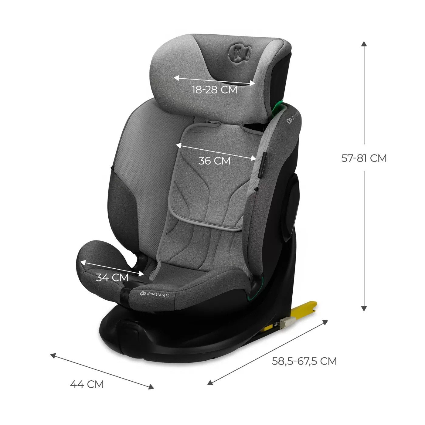 Scaun auto kinderkraft i-fix, i-size 40-150 cm, cool grey, varsta de la 0 luni la 12 ani [10]