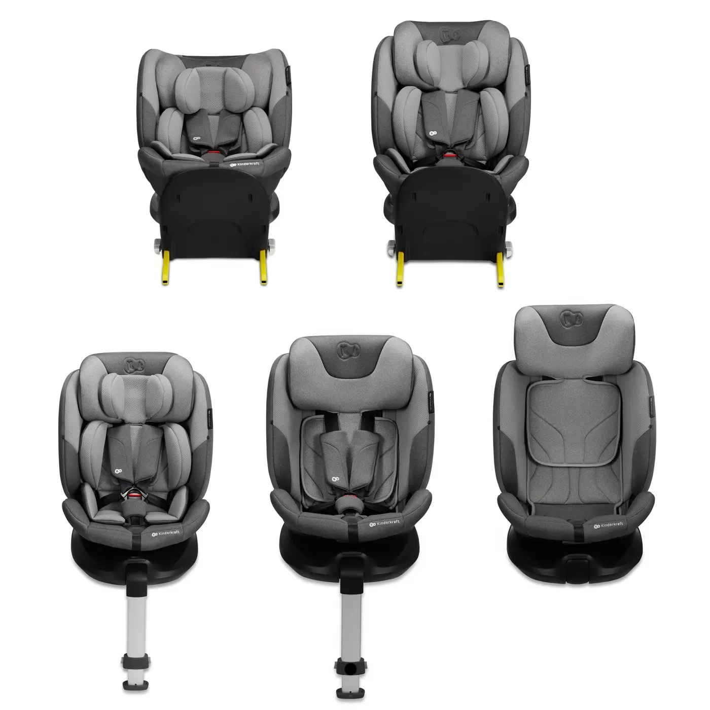 Scaun auto kinderkraft i-fix, i-size 40-150 cm, cool grey, varsta de la 0 luni la 12 ani [3]