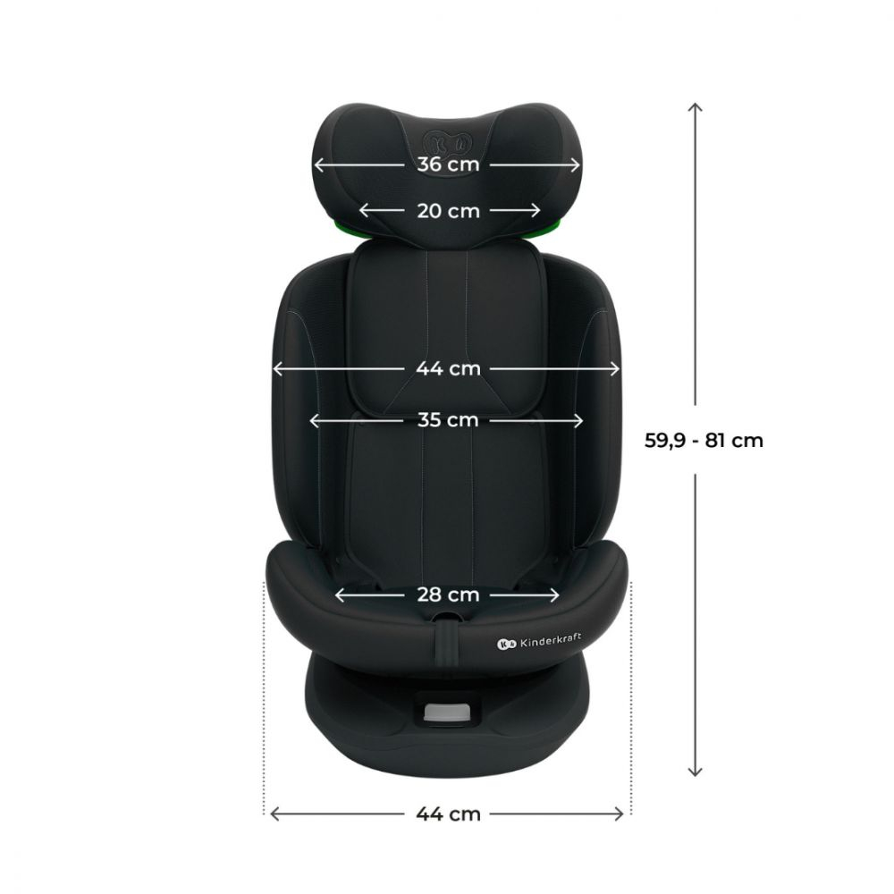 Scaun auto kinderkraft i-grow 2 i-size 40-150 cm, black copii varsta 0 luni - 12 ani [10]