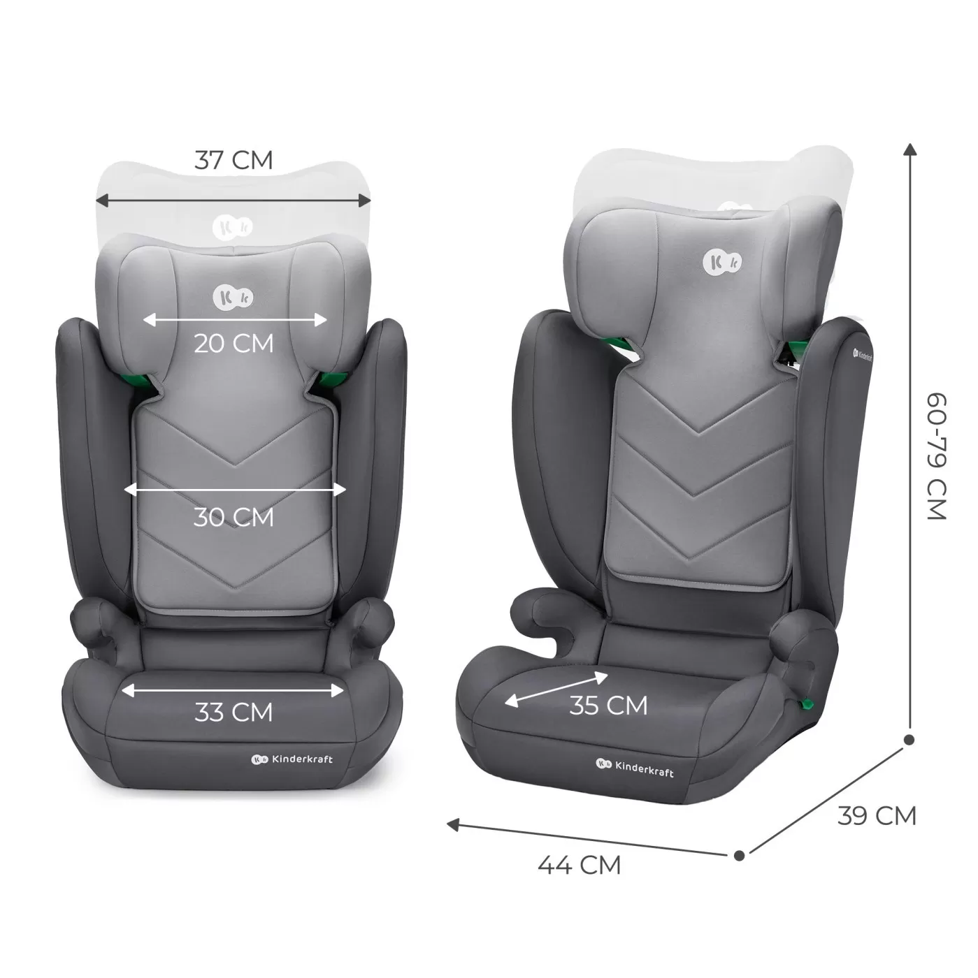 Scaun auto kinderkraft i-spark, i-size 100-150 cm, grey, varsta de la 3 ani la 12 ani [8]
