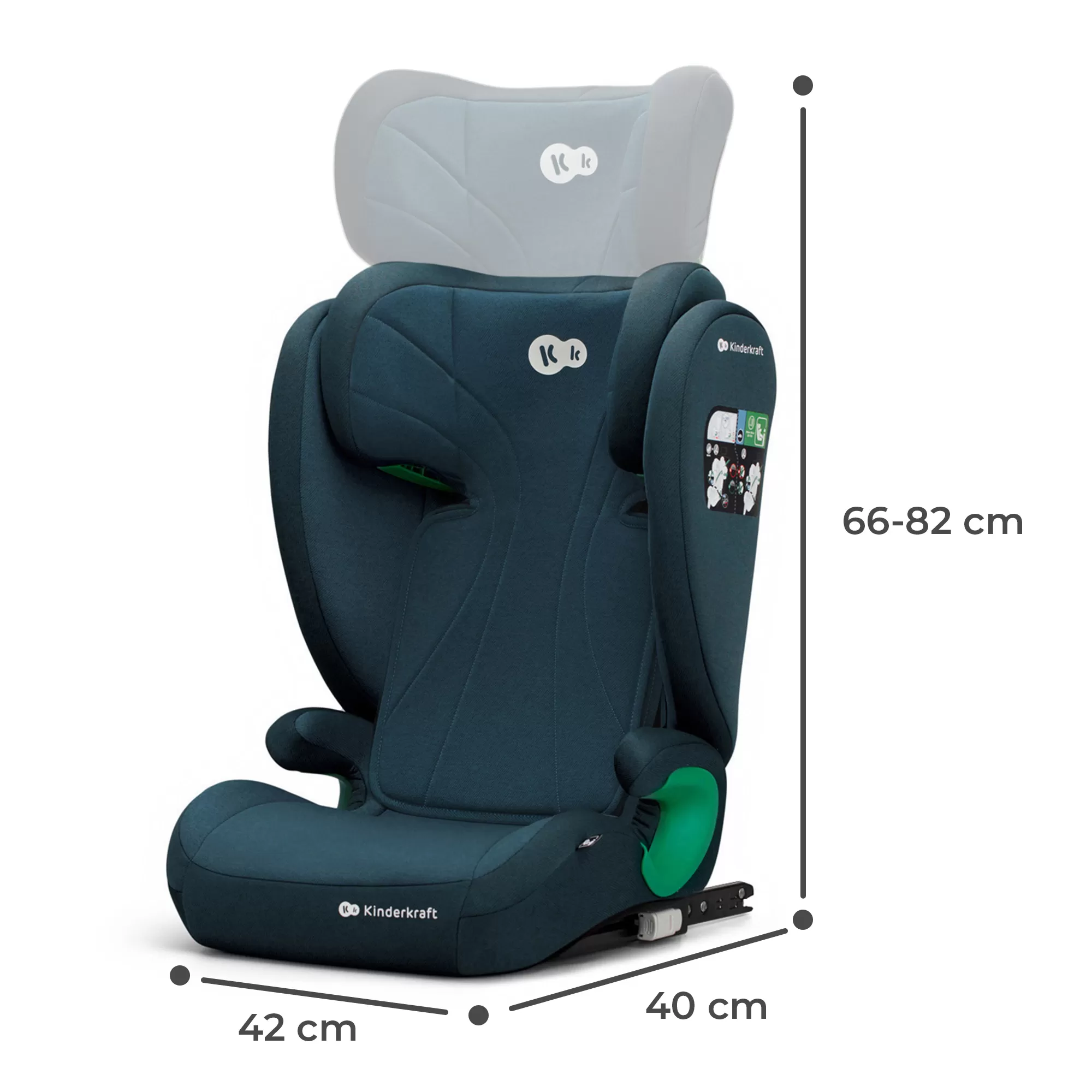 Scaun auto kinderkraft junior fix2, i-size 100-150 cm, harbor blue, varsta de la 3 ani la 12 ani [6]
