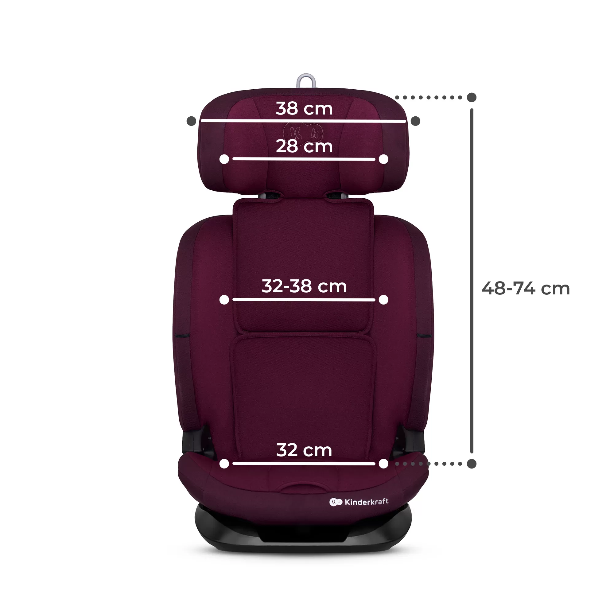 Scaun auto kinderkraft oneto 3 i-size, 76-150 cm, cherry pearl, varsta de la 10 luni la 11 ani [7]