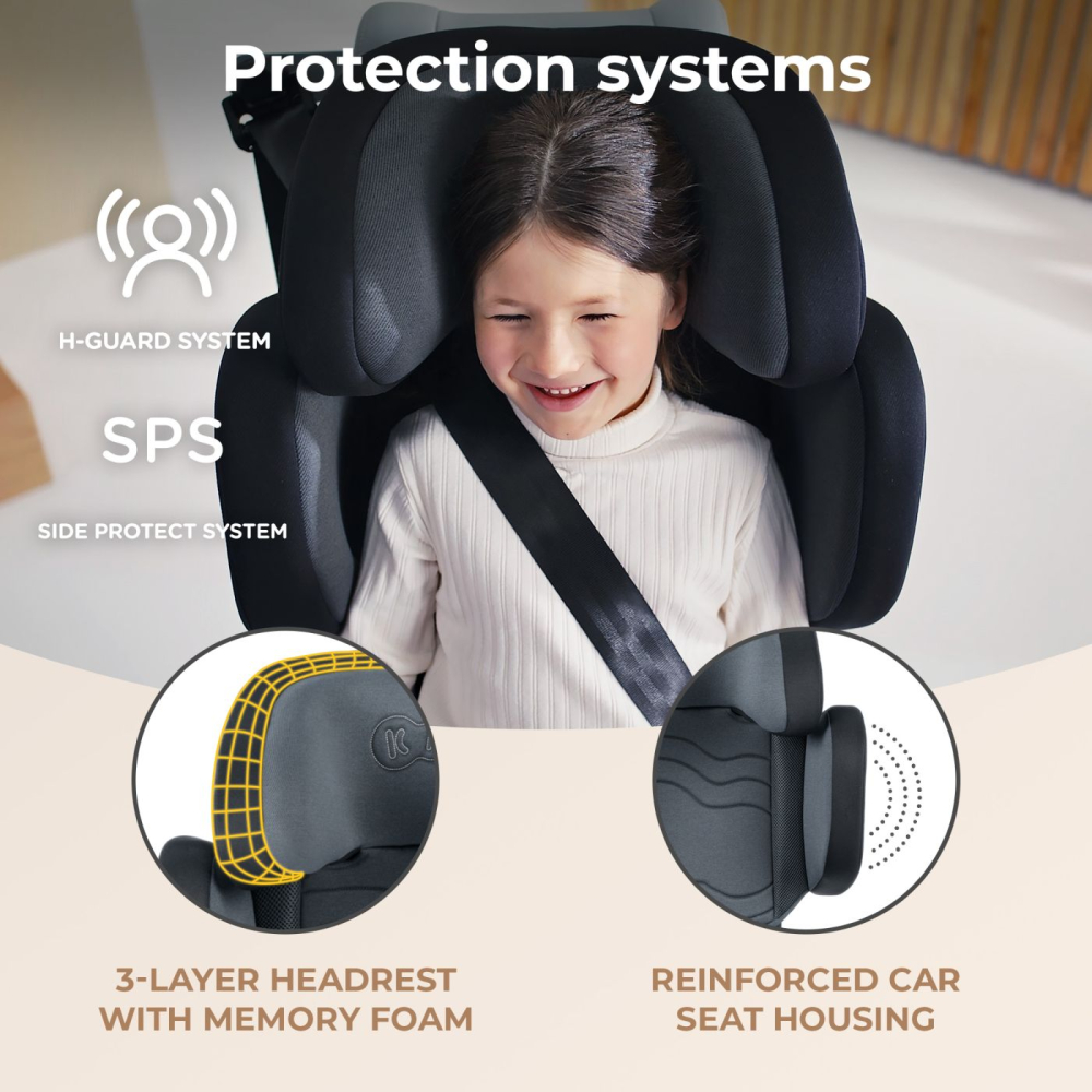 Scaun auto kinderkraft xpand 2 i-size 100-150 cm, graphite black copii varsta 3 ani - 12 ani [8]