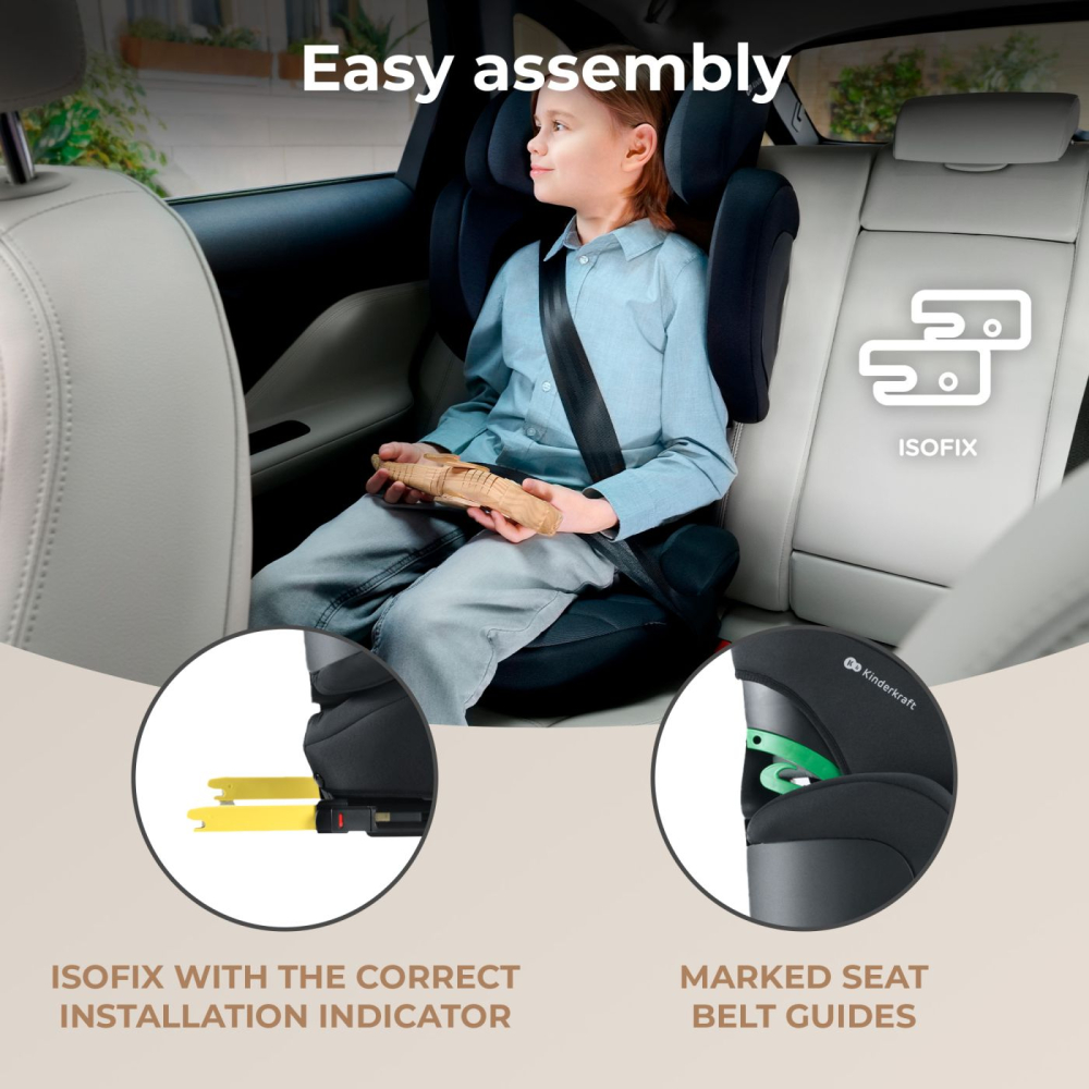 Scaun auto kinderkraft xpand 2 i-size 100-150 cm, graphite black copii varsta 3 ani - 12 ani [9]