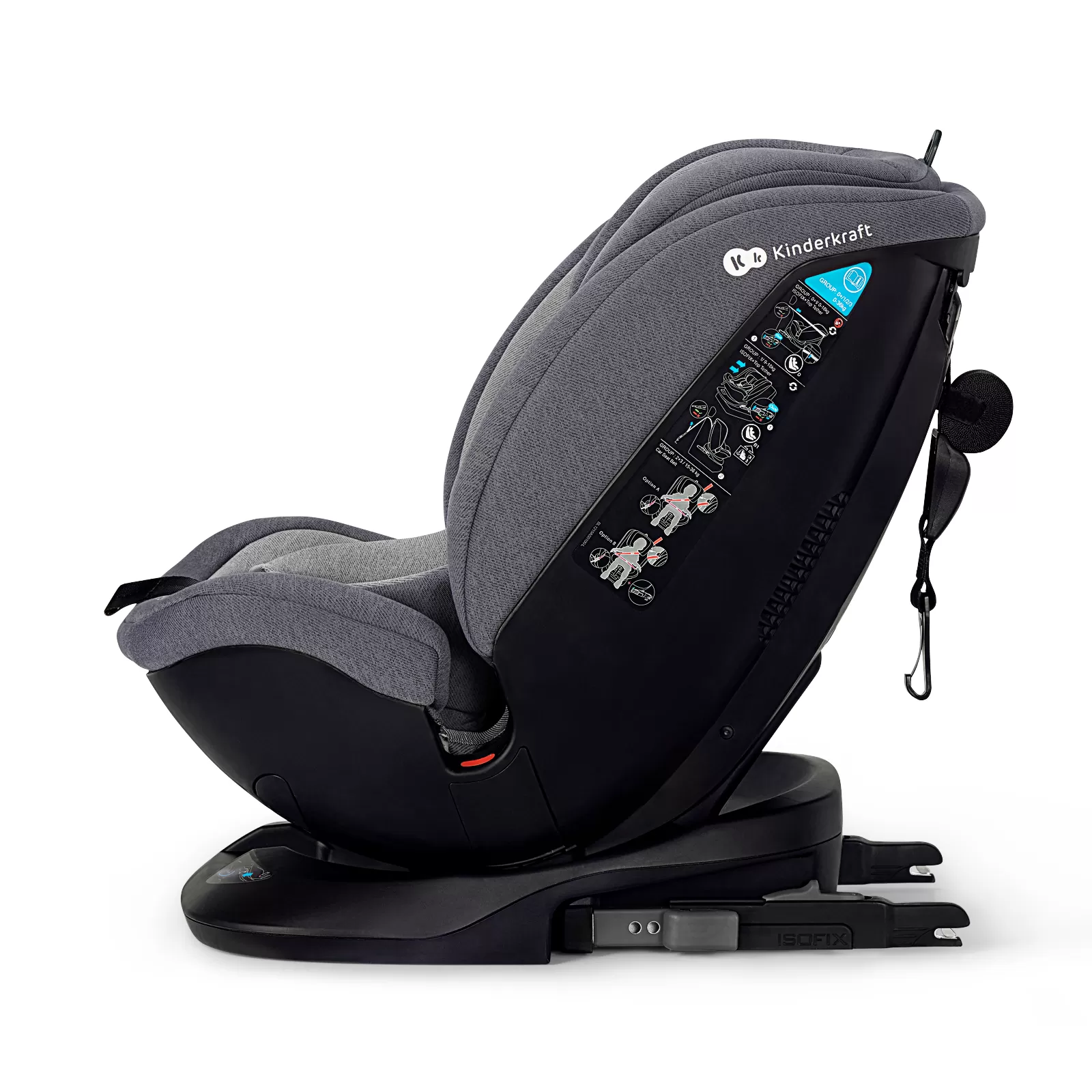 Scaun auto kinderkraft xpedition rotativ, 0-36 kg, cu isofix, grey, varsta de la 0 luni la 12 ani [10]