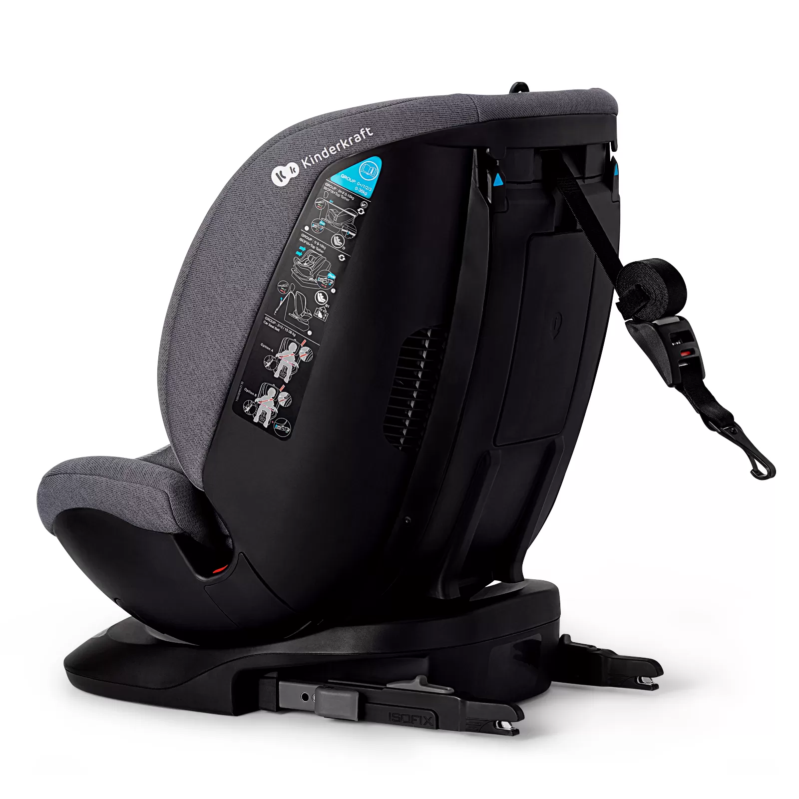 Scaun auto kinderkraft xpedition rotativ, 0-36 kg, cu isofix, grey, varsta de la 0 luni la 12 ani [12]