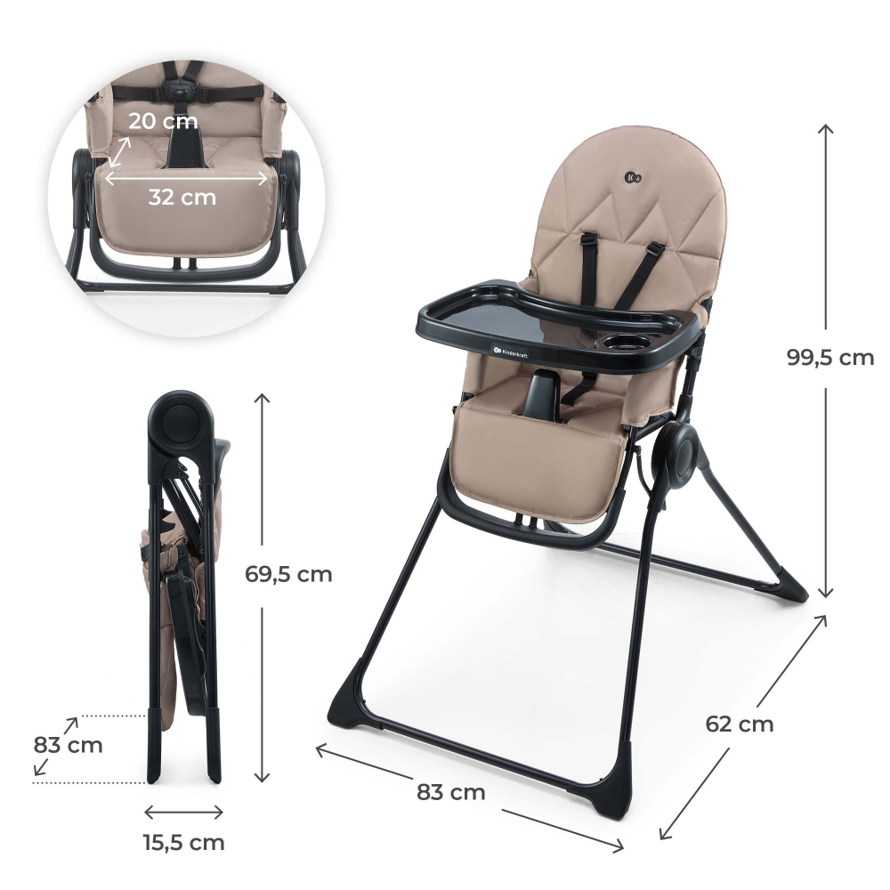 Scaun de masa kinderkraft binci, beige [4]