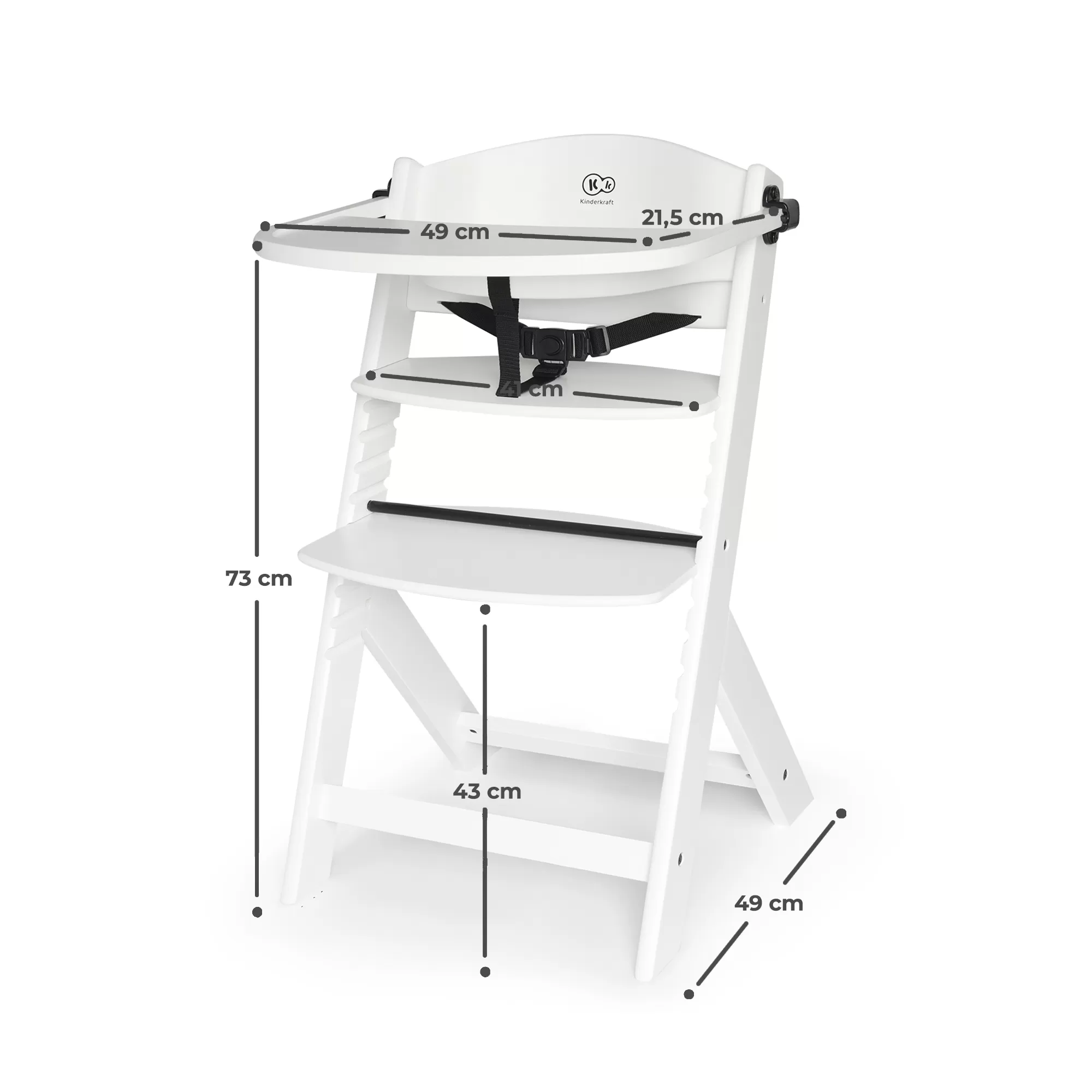 Scaun de masa kinderkraft enock, 3 in 1, full white, varsta de la 6 luni la 10 ani [6]