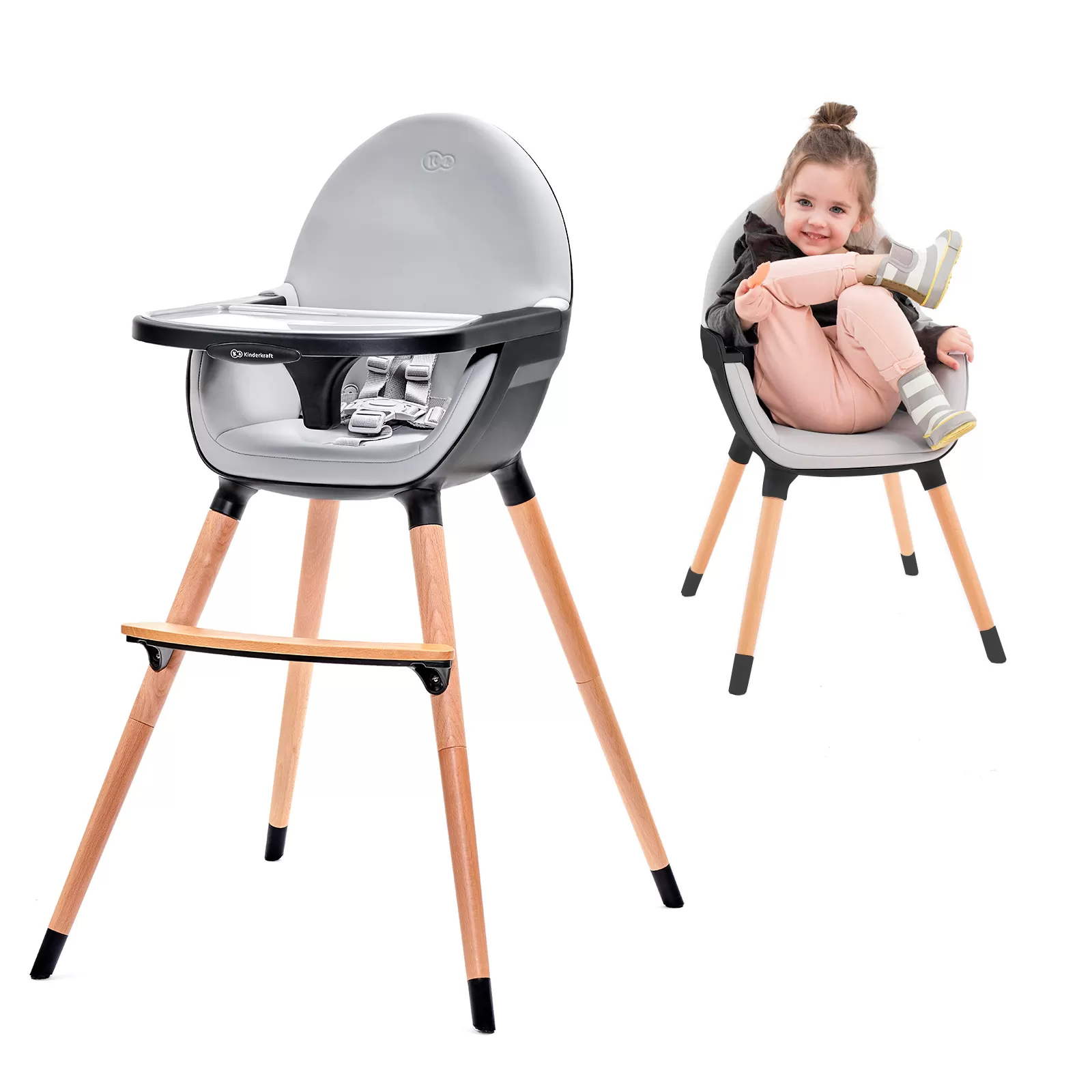 Scaun de masa kinderkraft fini, 2 in 1, black, varsta de la 6 luni la 5 ani [3]