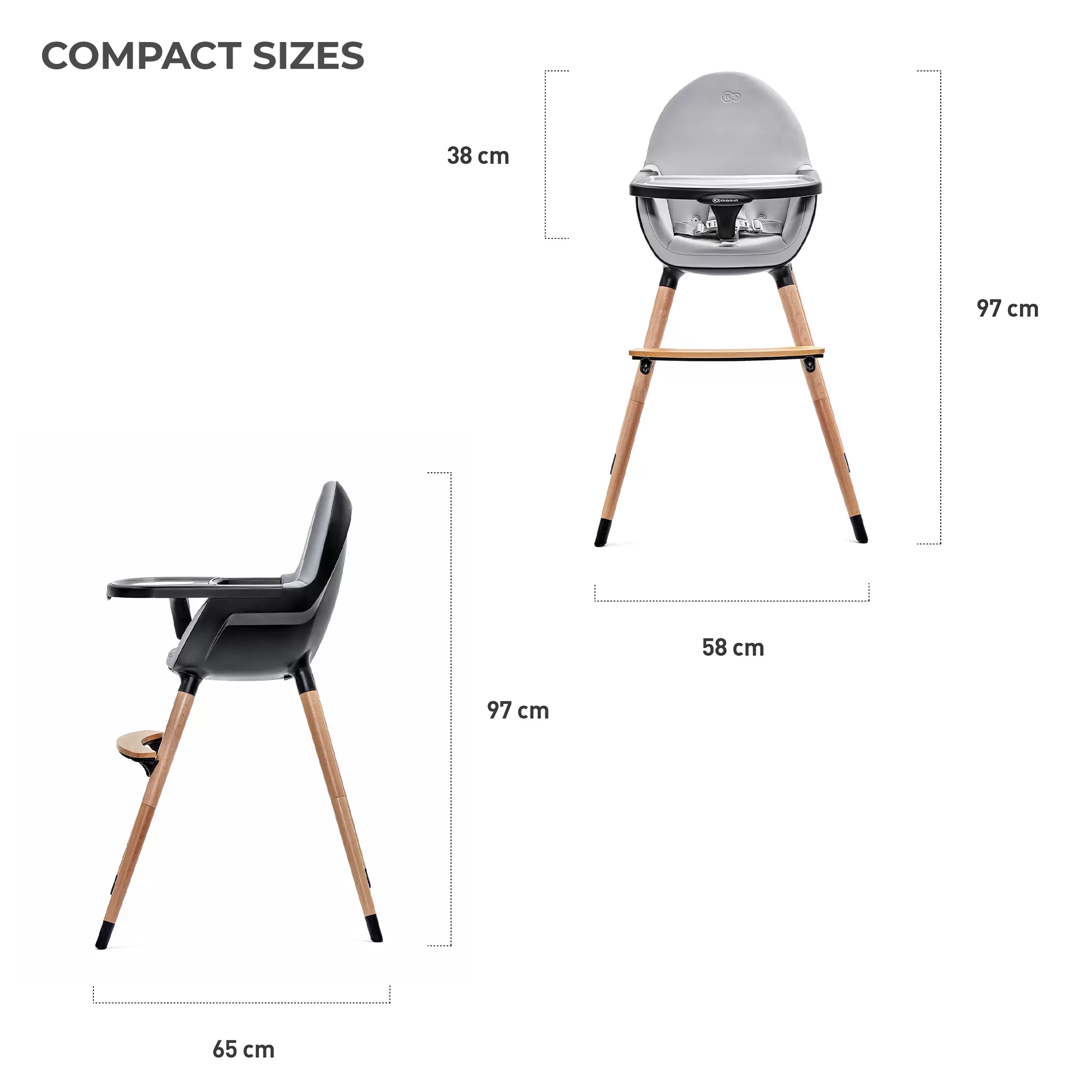 Scaun de masa kinderkraft fini, 2 in 1, black, varsta de la 6 luni la 5 ani [10]