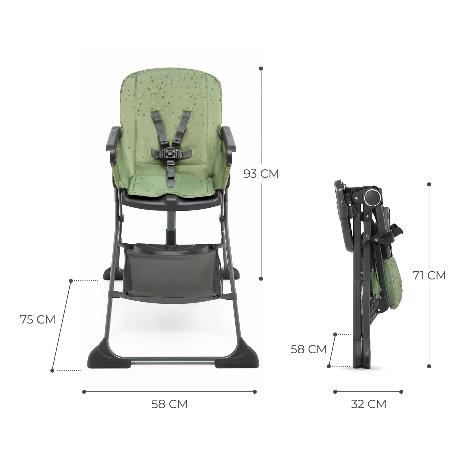 Scaun de masa kinderkraft foldee, pliabil, green, varsta de la 6 luni la 3 ani [8]