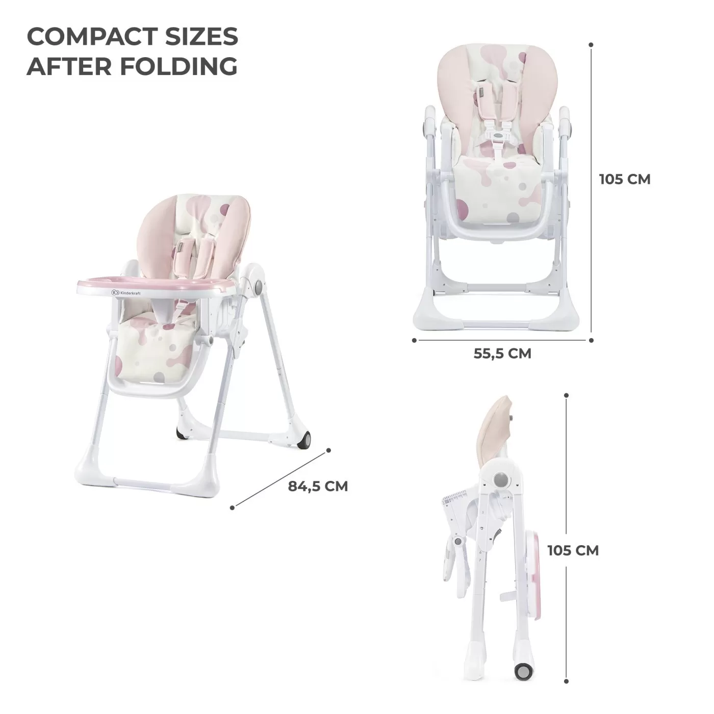 Scaun de masa kinderkraft yummy pliabil, pink, varsta de la 6 luni la 3 ani [8]