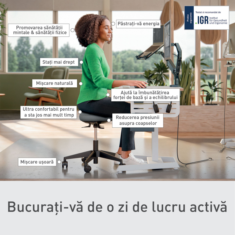 Scaun ergonomic pentru pozitie sezut/in picioare mobil negru leitz [5]