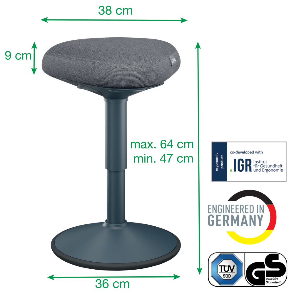 Scaun ergonomic reglabil 47-64cm gri carbune leitz [2]