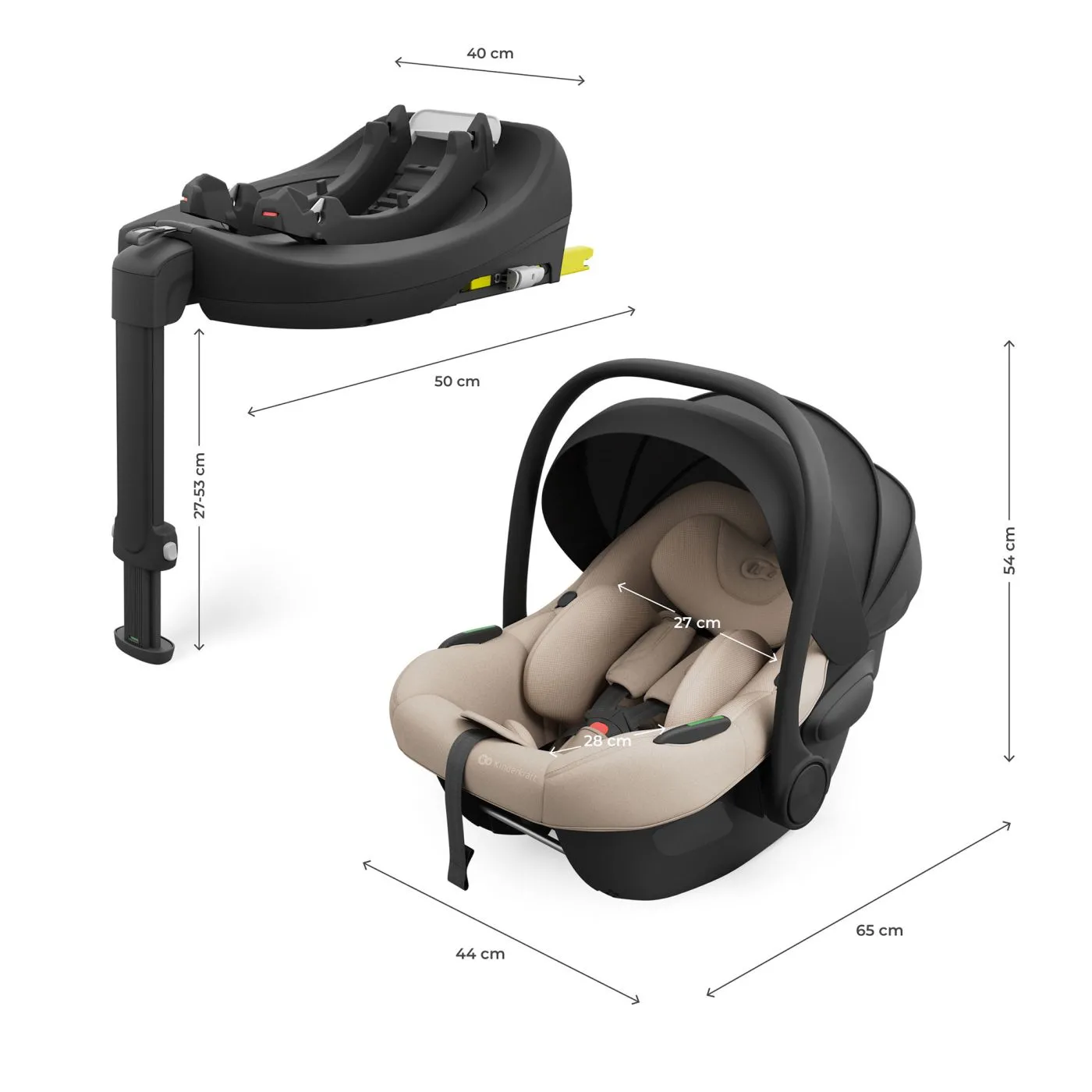 Scoica auto kinderkraft i-lite cu baza endura safe fx beige, copii varsta 0 luni pana la 1 an [3]